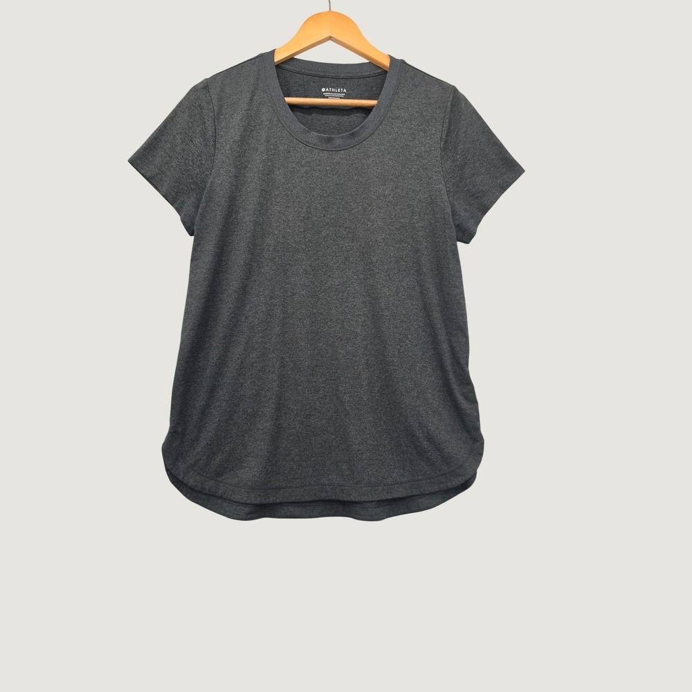 Athleta Uptempo Tee Grey Heather Short Sleeve Performance Top Medium M Active